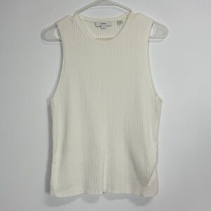 Vince Sweater Tank Womens Large Cream Crewneck Sleeveless Ribbed